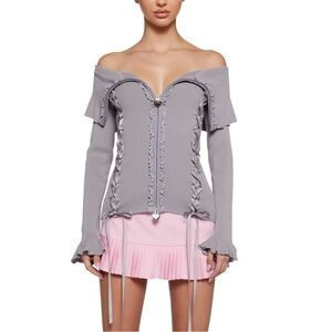 NWT!! DOLLS KILL Love's A Game Knit Cardigan by Sugar Thrillz - Gray - Size XL